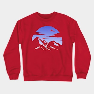 Simple view of mountains and clouds Crewneck Sweatshirt